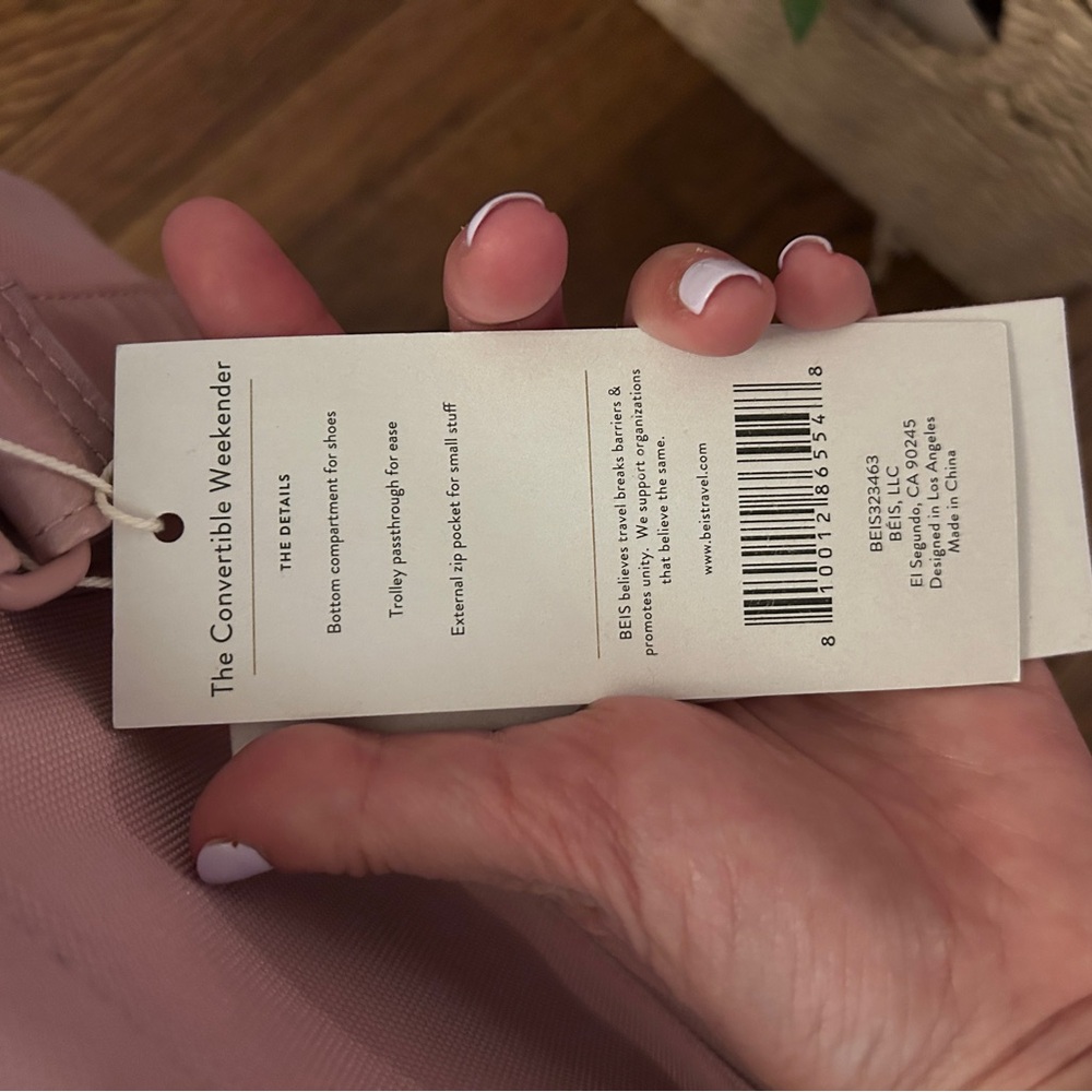 BEIS Blush Pink Convertible Weekender - Picture 3 of 16
